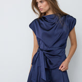 SafiraCC Pleat Top - Navy