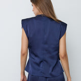 SafiraCC Pleat Top - Navy