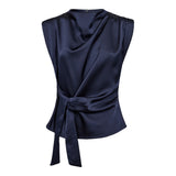 SafiraCC Pleat Top - Navy
