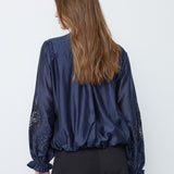 MelinCC Balloon Emb Shirt - Navy