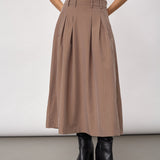 LyviaCC Pleat Pin Skirt - Walnut