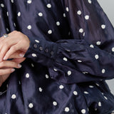 DitaCC Dot LS Balloon Blouse - Navy