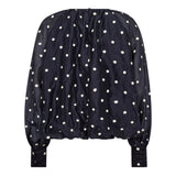 DitaCC Dot LS Balloon Blouse - Navy