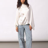 IdunCC Cape LS Blouse - Off-White