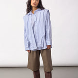 FioraCC Stripe Double Collar Shirt - Pale Blue