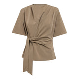 MelvaCC TieCC SS Blouse - Faded Khaki