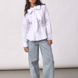 PoppyCC Peplum Tie Shirt - White