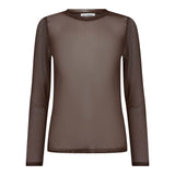 33201 MeshCC O-neck Blouse - Brown