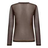 33201 MeshCC O-neck Blouse - Brown
