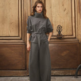 PriscillaCC Funnel Neck Blouse - Mid Grey