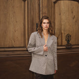 MidaCC Check Power Blazer - Bone - Brown