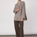 MidaCC Check Power Blazer - Bone - Brown
