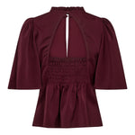 AdnaCC Open Back SS Blouse - Burgundy - Co'couture