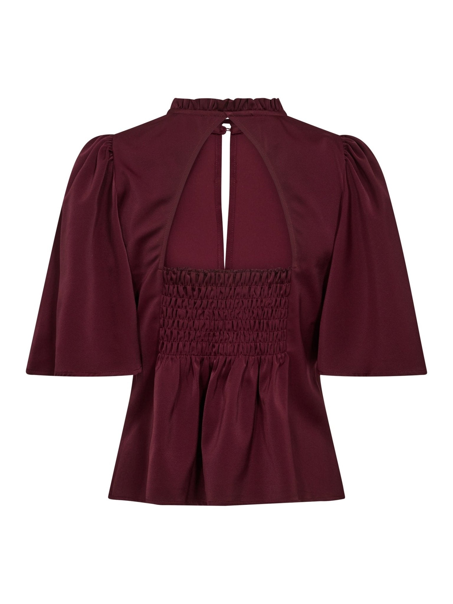 AdnaCC Open Back SS Blouse - Burgundy - Co'couture