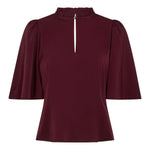 AdnaCC Open Back SS Blouse - Burgundy - Co'couture