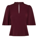 AdnaCC Open Back SS Blouse - Burgundy - Co'couture