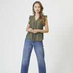 CarynCC Frill Top - Army - Co'couture