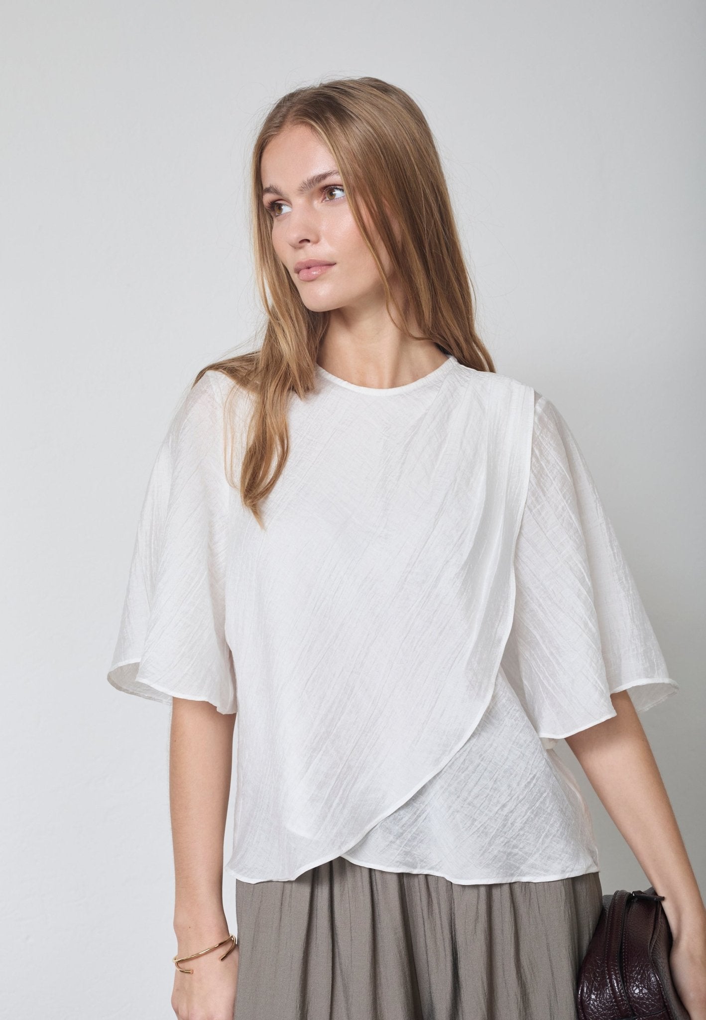 ConnyCC Drape SS Blouse - White - Co'couture