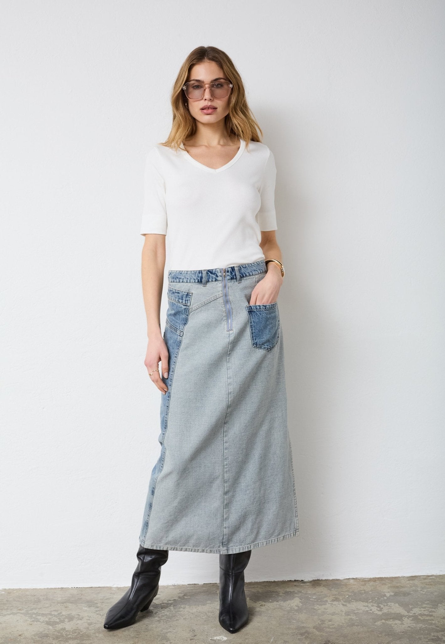 DeniceCC Denim Mix Skirt - Denim blue - Co'couture