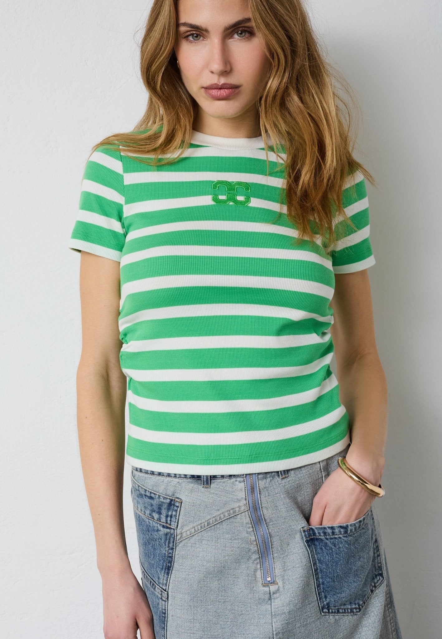 GrannyCC Gathering Stripe Tee - Off - White Green - Co'couture