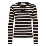 GrannyCC Rib Emb LS Blouse - OffWhite/DarkBrown - Co'couture