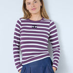 GrannyCC Rib Emb LS Blouse - OffWhite/Plum - Co'couture