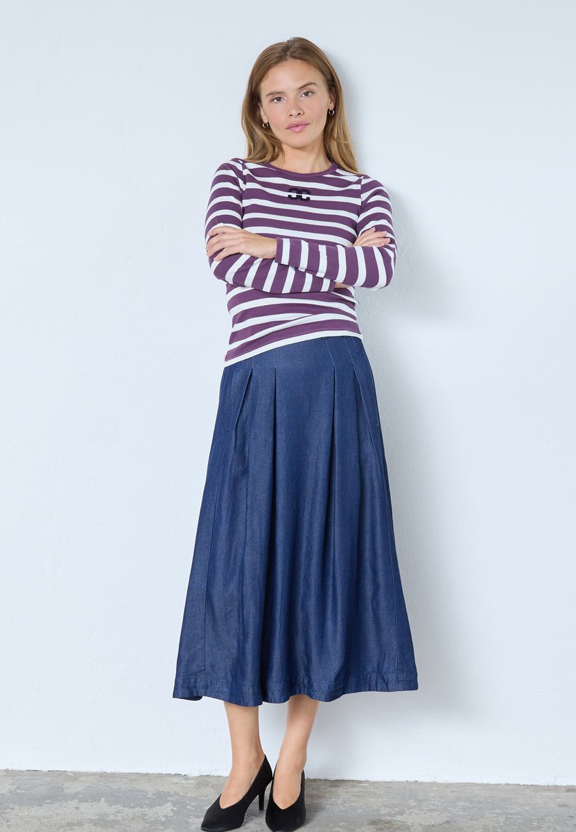 GrannyCC Rib Emb LS Blouse - OffWhite/Plum - Co'couture