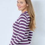 GrannyCC Rib Emb LS Blouse - OffWhite/Plum - Co'couture