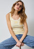GrannyCC Rib Emb. Tank Top - OffWhite/Pastel Yellow