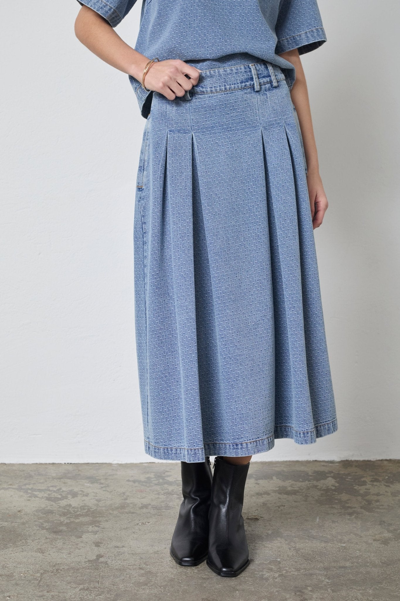 LovaCC Anya Pleat Skirt - Denim blue - Co'couture