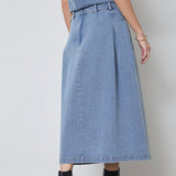 LovaCC Anya Pleat Skirt - Denim blue - Co'couture
