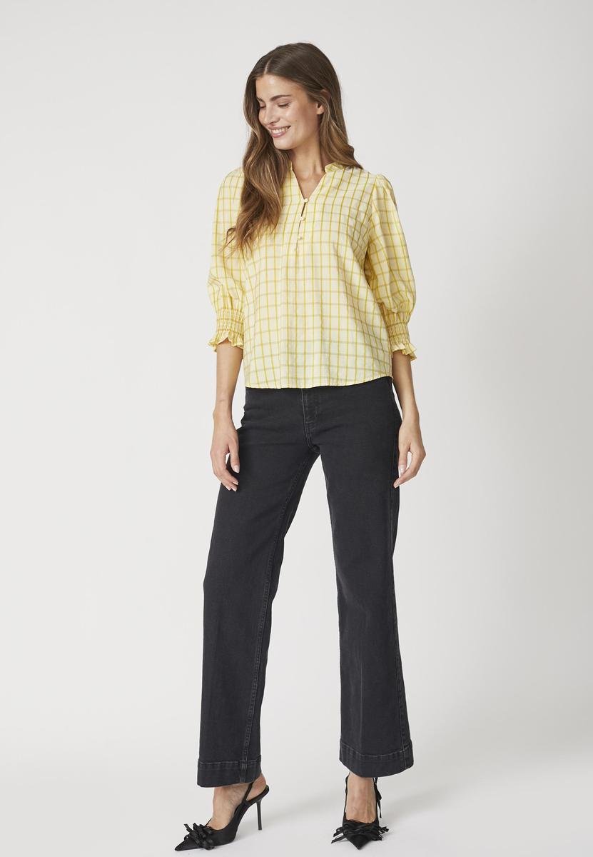 MangoCC Check SS Blouse - Pastel Yellow - Co'couture