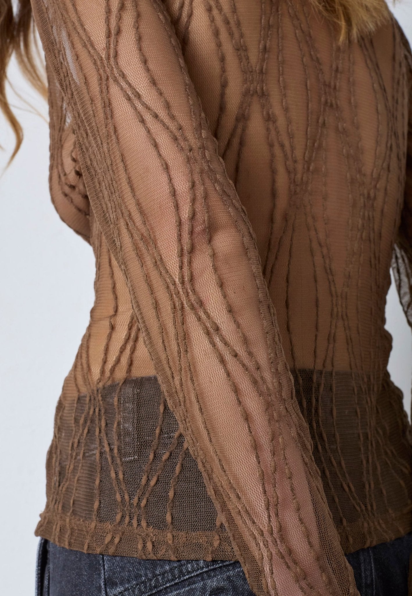 MarcyCC Mesh O - blouse - Mocca - Co'couture