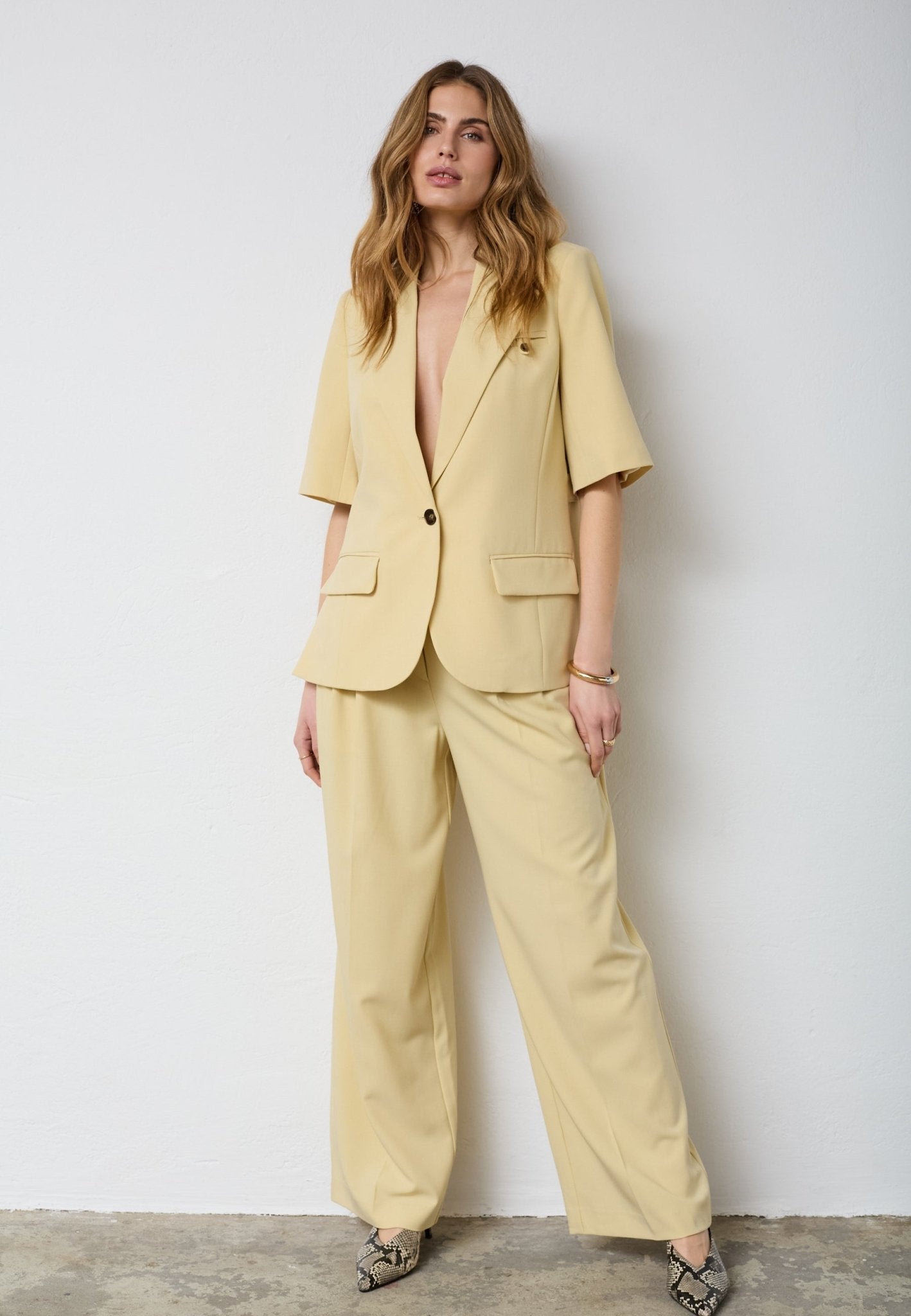 NilanCC Fitted SS Blazer - PaleYellow - Co'couture