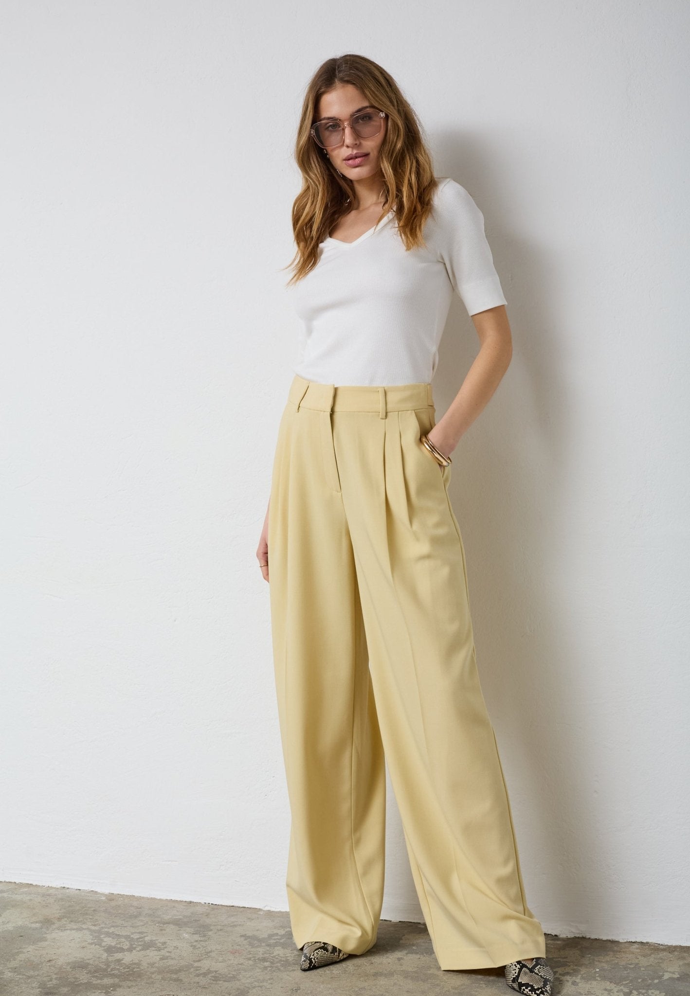 NilanCC Pleat LLPant - PaleYellow - Co'couture