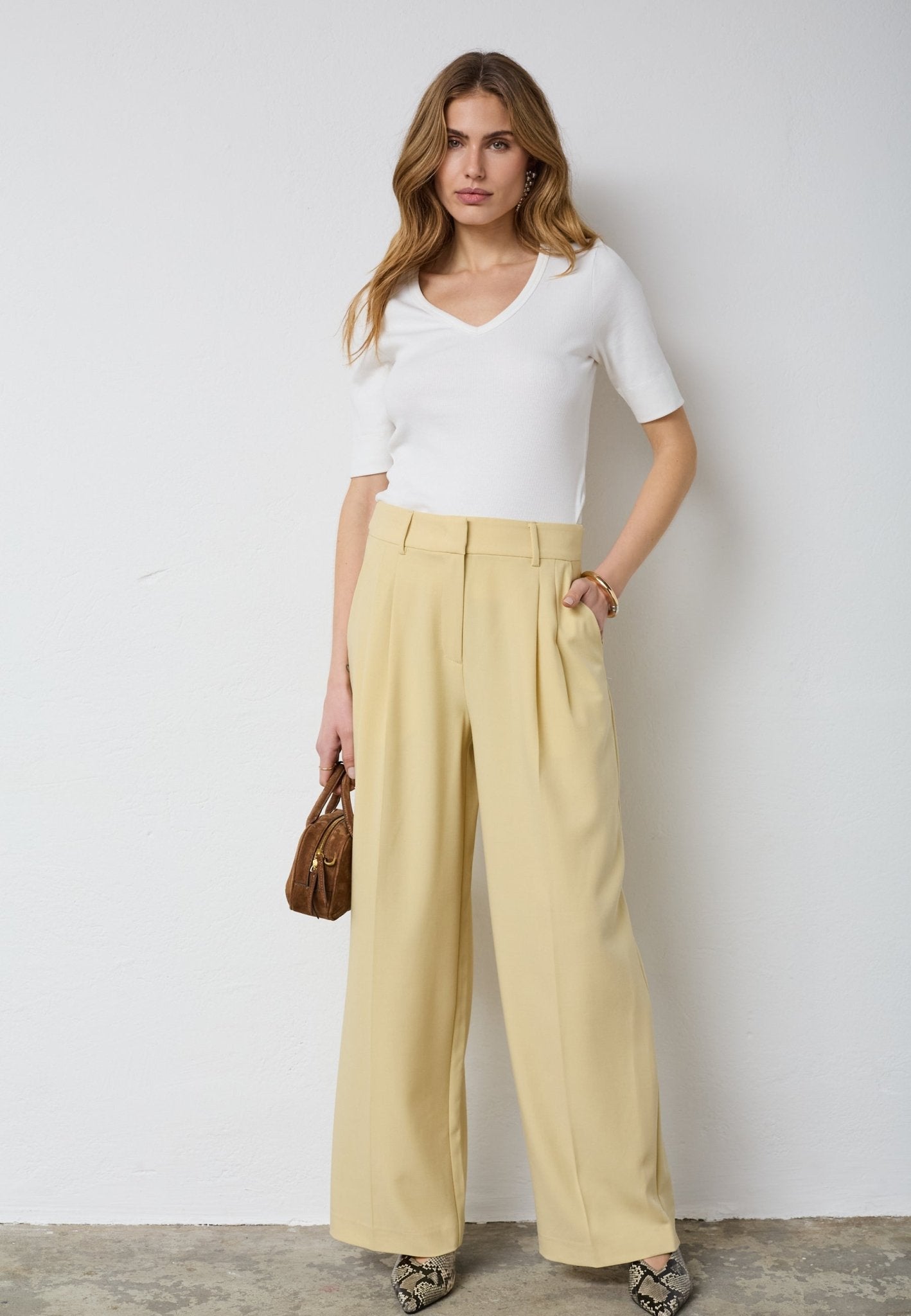 NilanCC Pleat Pant - PaleYellow - Co'couture