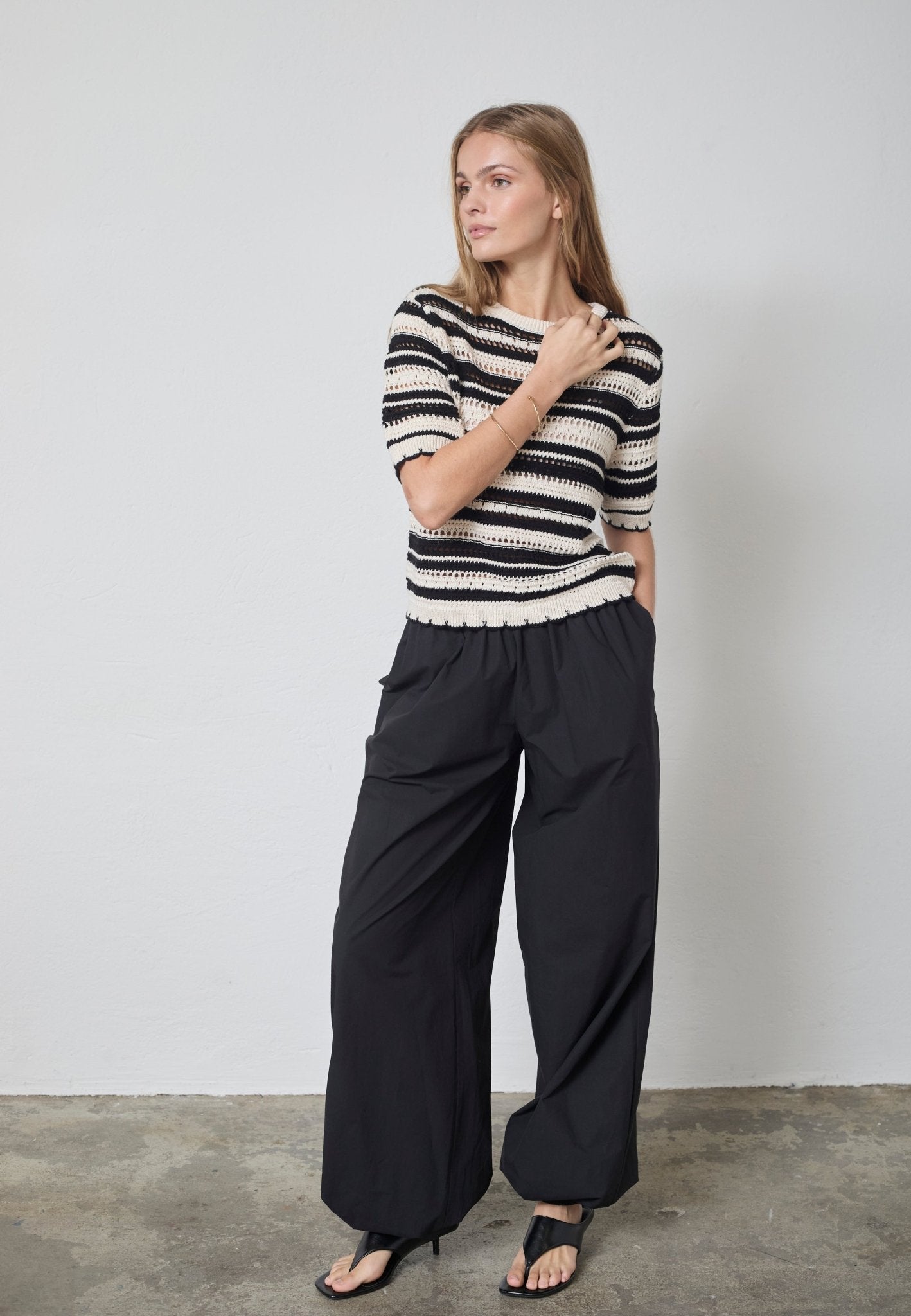 OdetteCC Stripe SS O - Knit - OffWhite - Black - Co'couture