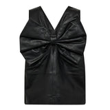PhoebeCC Leather Bow V - Top - Black - Co'couture