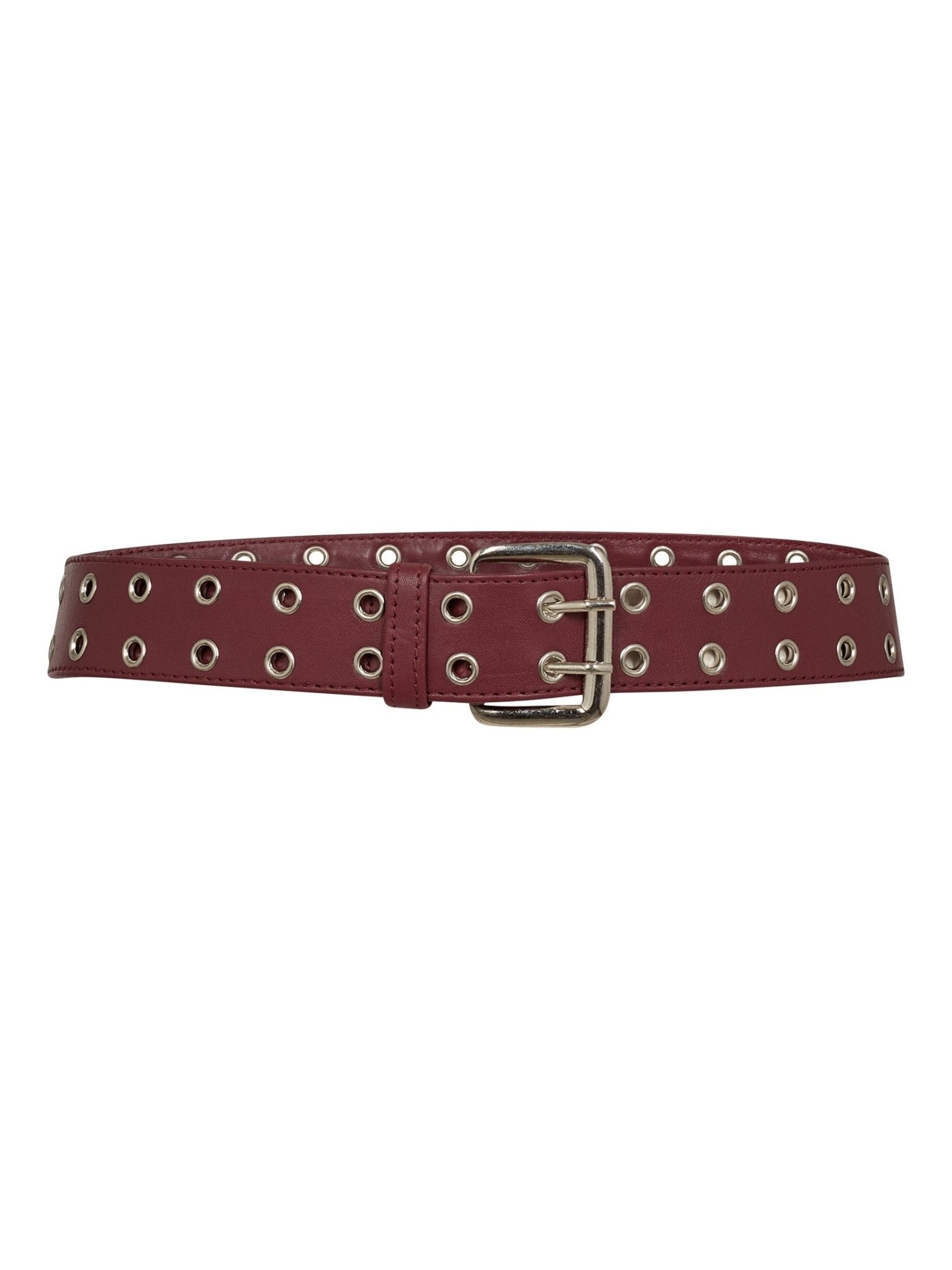 PhoebeCC Leather Eyelet Belt - Burgundy - Co'couture