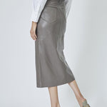 PhoebeCC Leather Slit Skirt - Elephant - Co'couture