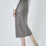 PhoebeCC Leather Slit Skirt - Elephant - Co'couture
