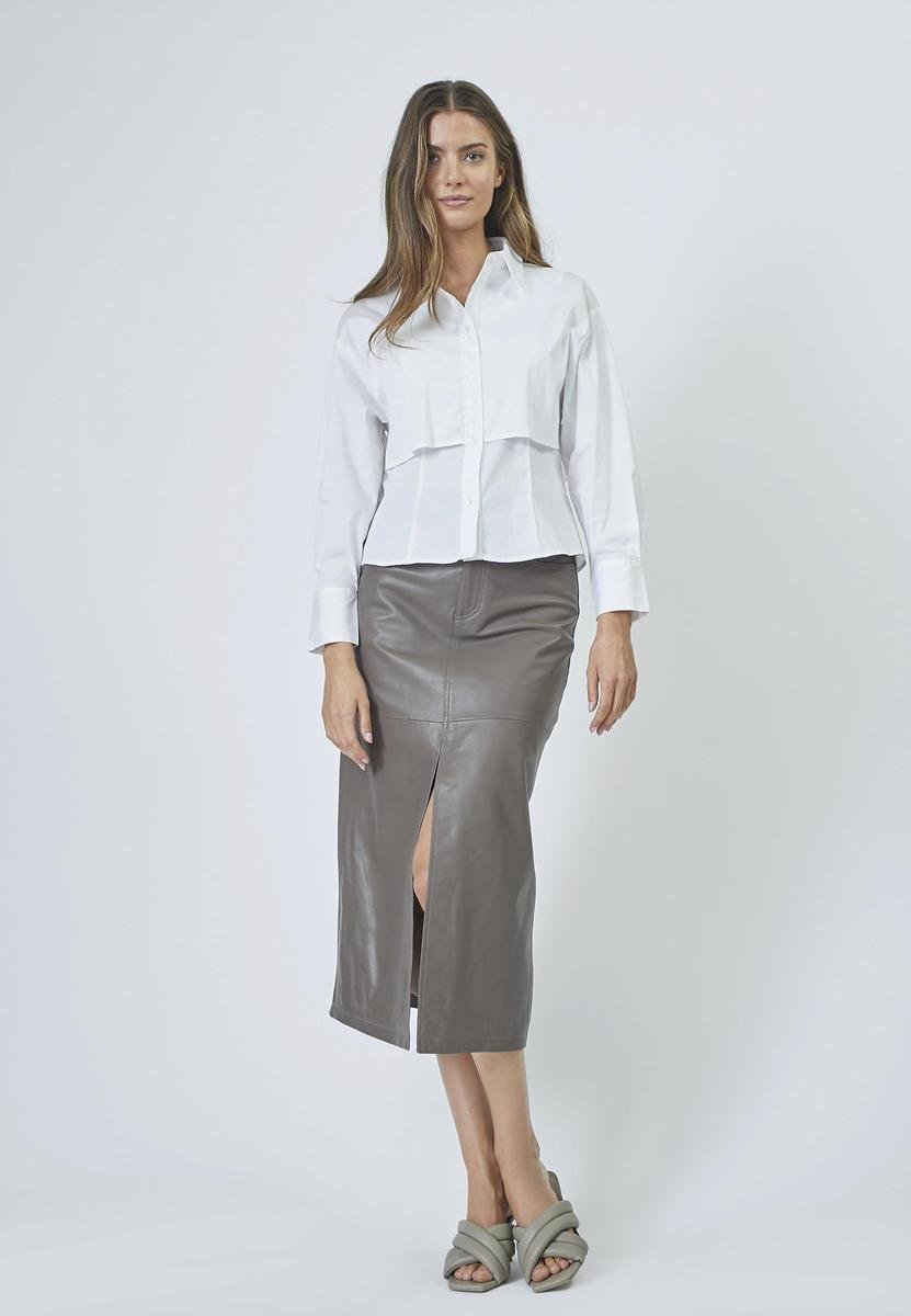 PhoebeCC Leather Slit Skirt - Elephant - Co'couture