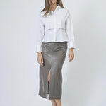 PhoebeCC Leather Slit Skirt - Elephant - Co'couture