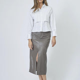 PhoebeCC Leather Slit Skirt - Elephant - Co'couture