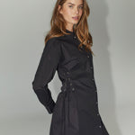 PoppyCC Eyelet Tie Shirt Dress - Black - Co'couture