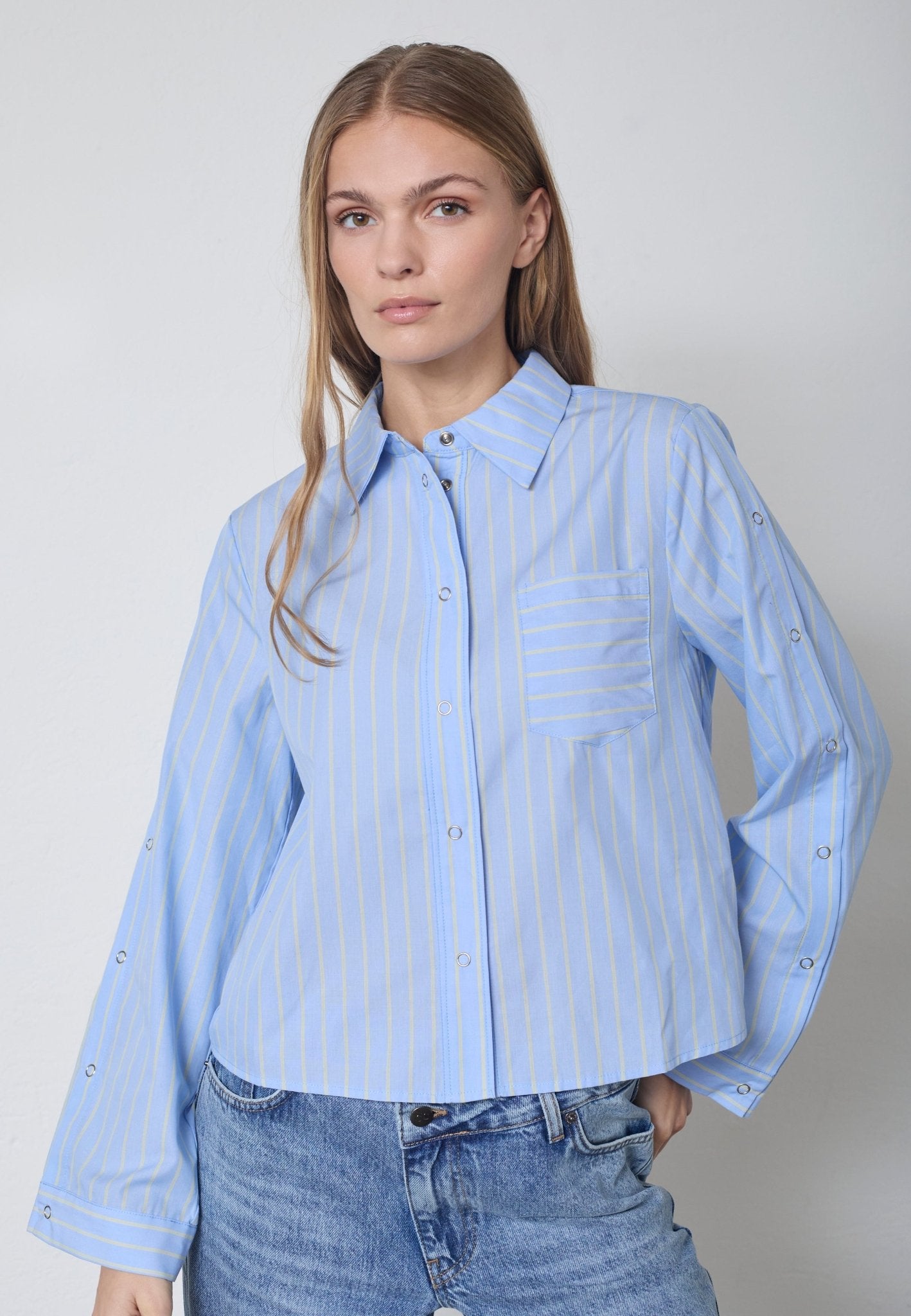 SimoCC Stripe Button Shirt - Pale Blue - Co'couture