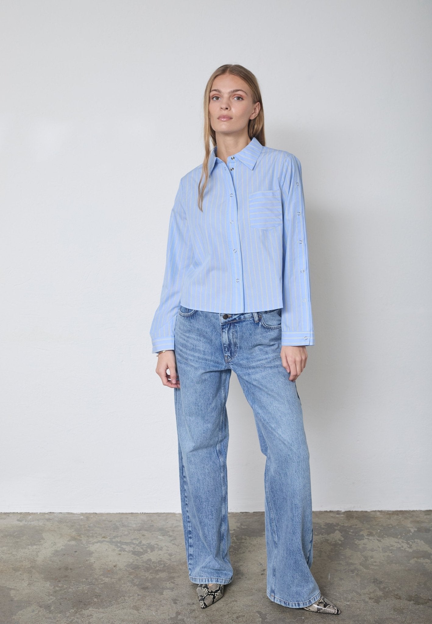 SimoCC Stripe Button Shirt - Pale Blue - Co'couture