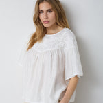 TassyCC Flower SS Blouse - White - Co'couture