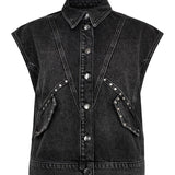 VickyCC Stud Denim Vest - Black - Co'couture